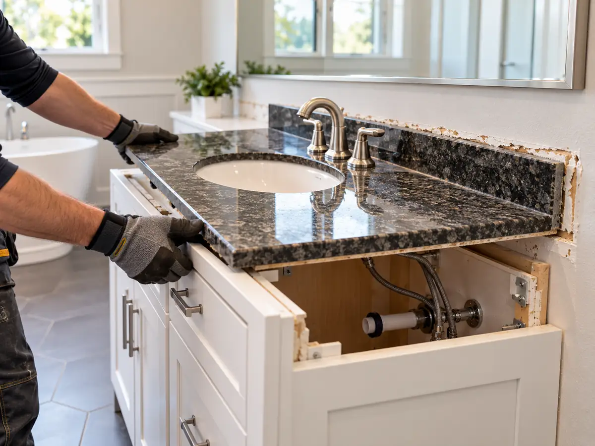 Bathroom Vanity Installation - Existing vanity removal